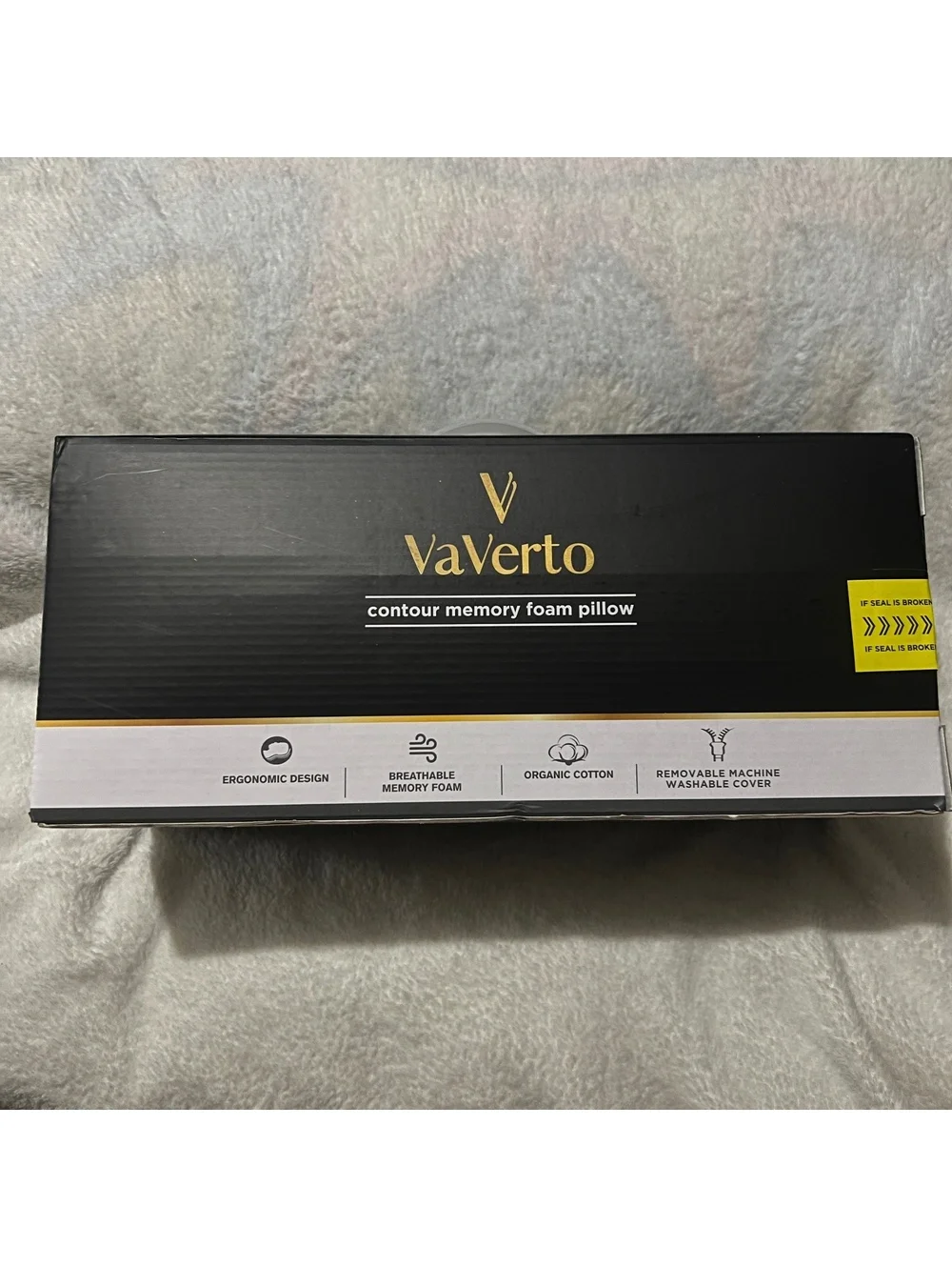 VaVerto Contour Memory Foam Pillow with Organic Cotton Cover NIB